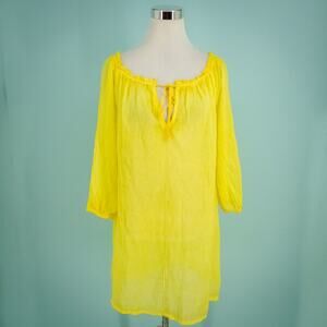 Sofia by Vix Size Medium M Yellow Cotton Gauze Tie Keyhole Neck Swim Cover Up
